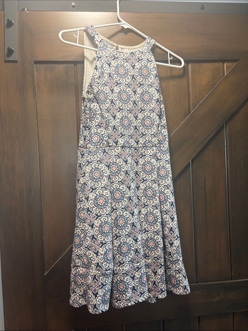 Xhilaration Navy and White Floral Medallion Halter Dress